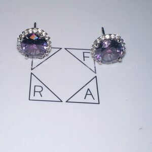 Diamomique amethyst sterling silver earrings with cubic zirconia